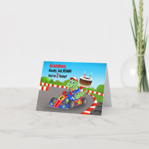 Tarjeta Cumpleaños 2do Nieto Carrera de Dinosaurios Listo