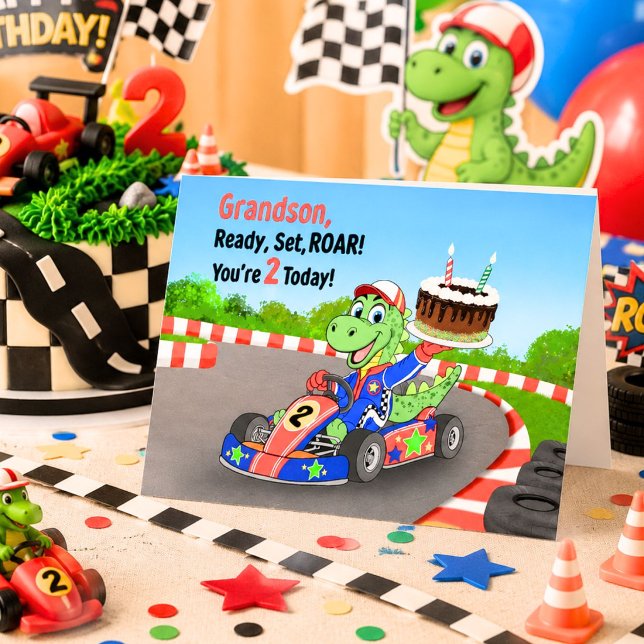 Tarjeta Cumpleaños 2do Nieto Carrera de Dinosaurios Listo  (Subido por el creador)