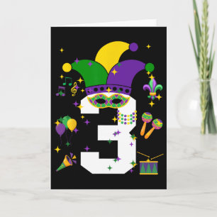 Tarjeta Cumpleaños 3º Cumpleaños de Mardi Gras Temático 3