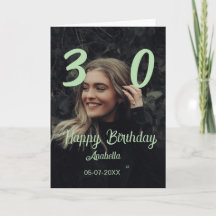 cumpleaños 30 añadir nombre fecha año verde pastel