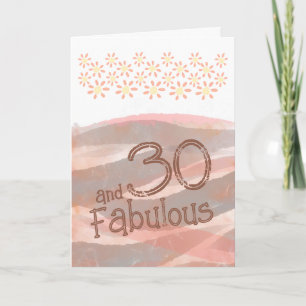 Tarjeta Cumpleaños 30 & Fabuloso Flor de Margarita Acuarel
