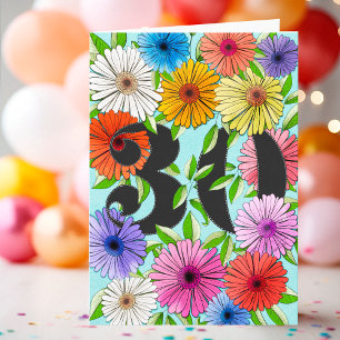 Tarjeta Cumpleaños 30 Personalizado Floral Acuático Azul