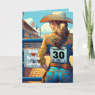 Tarjeta Cumpleaños 30 Rodeo Personalizado Vaquera Occident