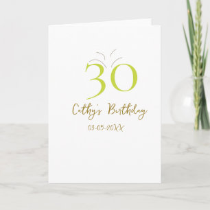 TARJETA CUMPLEAÑOS 30 VERDE DORADO PASTEL RETRO A MANO