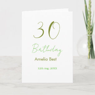 TARJETA CUMPLEAÑOS 30 VERDE NOMBRE FECHA NEGRITA RETRO PAS