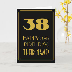 Tarjeta Cumpleaños 38 - Look Inspirado en Art Deco "38" y 
