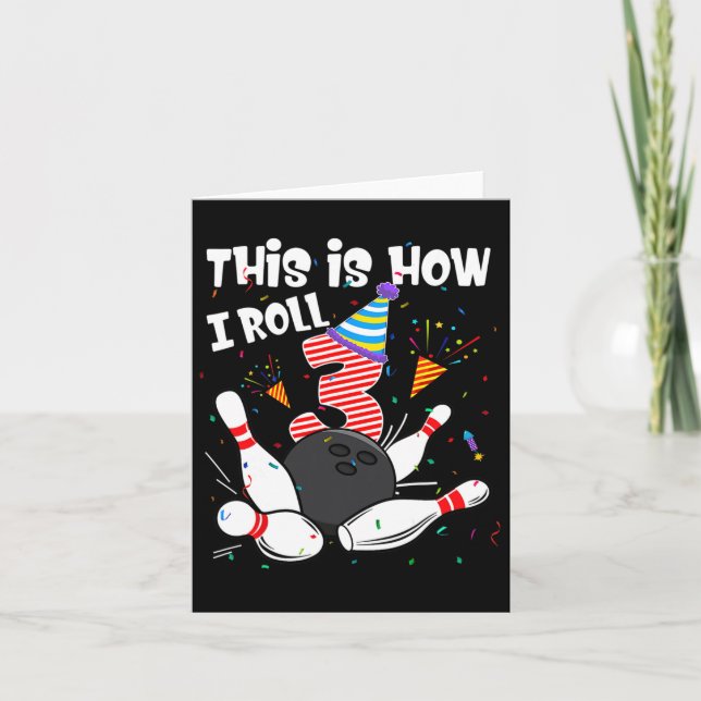 Tarjeta Cumpleaños 3 Así Ruedo T-shirt 3 Años Bolos (Anverso)