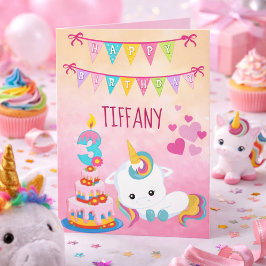 Tarjeta Cumpleaños 3 del Unicornio