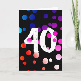 Tarjeta Cumpleaños 40 Arcoíris de puntos en negro