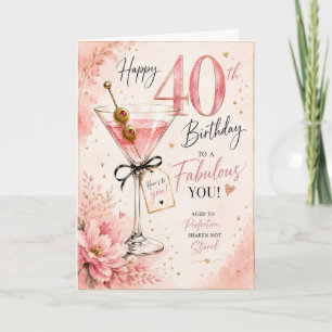 Tarjeta Cumpleaños 40 de mujer con martini
