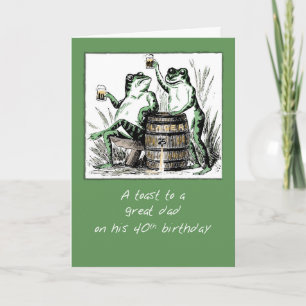 Tarjeta Cumpleaños 40 del Papá Ranas Brindando con Cerveza