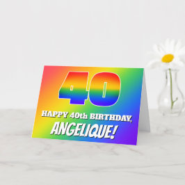 Tarjeta Cumpleaños 40: Patrón de Arcoíris Multicolor # 40