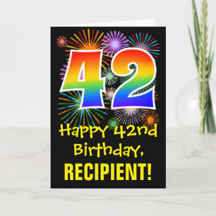Tarjeta Cumpleaños 42: Patrón divertido de fuegos artifici