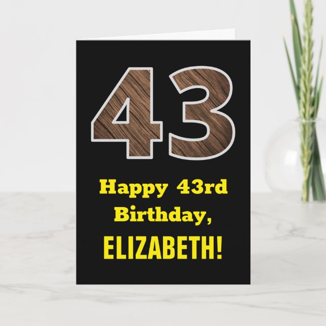 Tarjeta Cumpleaños 43: Nombre, Patrón de Grano de Madera F (Anverso)