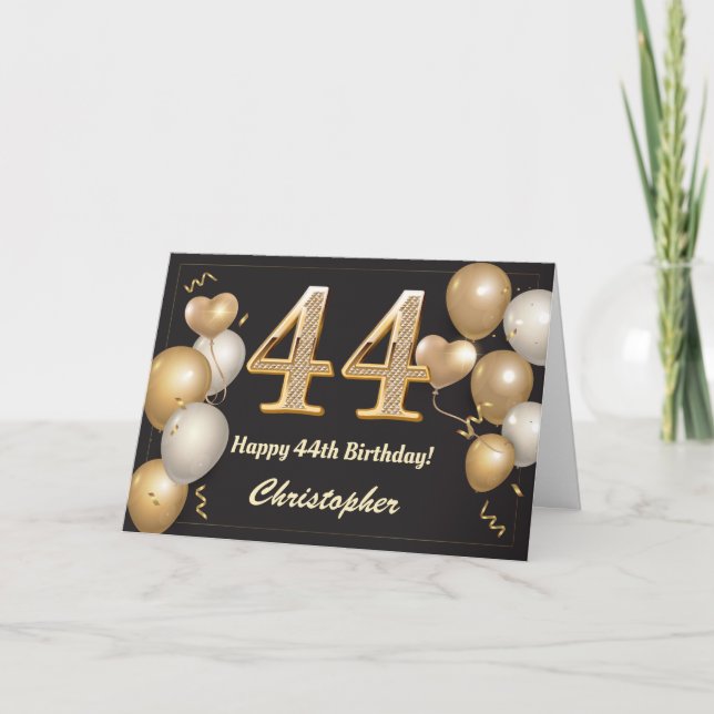 Tarjeta Cumpleaños 44 de los Globos de Oro y Negro (Anverso)