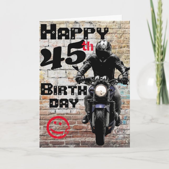 Tarjeta Cumpleaños 45 de motocicleta todavía lo tiene Pers (Anverso)