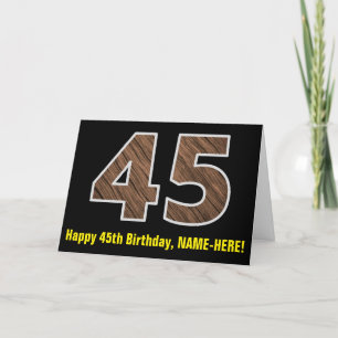 Tarjeta Cumpleaños 45: Nombre + Patrón de grano de madera 