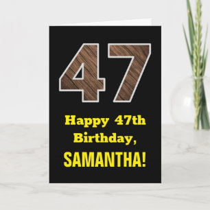 Tarjeta Cumpleaños 47: Nombre, Patrón de Grano de Madera F