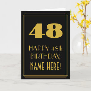 Tarjeta Cumpleaños 48 – Aspecto inspirado en Art Deco "48"