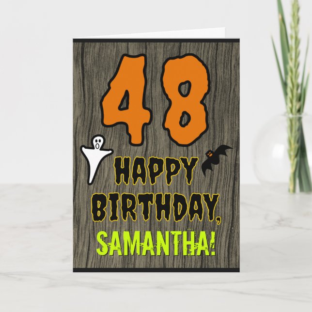 Tarjeta Cumpleaños 48: Tema espeluznante de Halloween, nom (Anverso)
