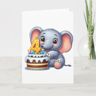 Tarjeta Cumpleaños 4 de elefante lindo