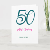 cumpleaños 50 agregar nombre año turquesa rosa neg