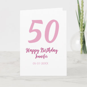 Tarjeta cumpleaños 50 agregar nombre fecha año rosa rojo n