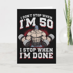 Tarjeta Cumpleaños 50 Bodybuilder 50 años Gimnasio Entrena