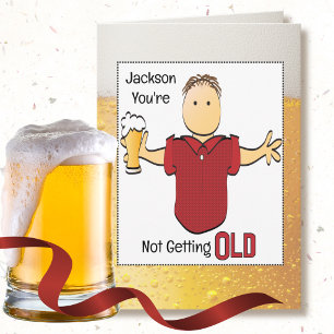 Tarjeta Cumpleaños 50 hombre caricatura cerveza sarcástico