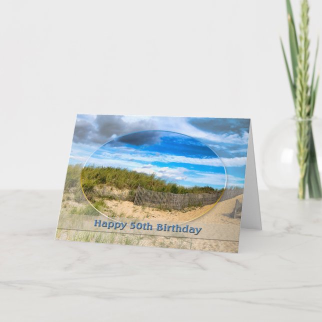 TARJETA CUMPLEAÑOS - 50 - PLAYA/OCÉANO/DUNAS/ESCENA (Anverso)