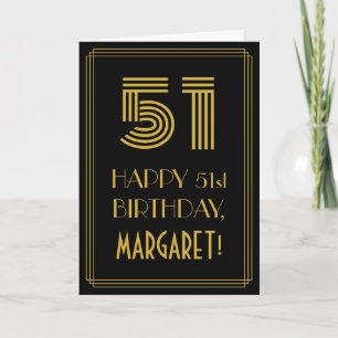 Tarjeta Cumpleaños 51: Aspecto inspirado en Art Deco "51"