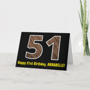 Tarjeta Cumpleaños 51: Nombre + Patrón de Grano de Madera 