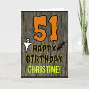 Tarjeta Cumpleaños 51: Tema de Halloween, nombre personali