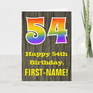 Tarjeta Cumpleaños 54: Rústico con aspecto de madera falsa