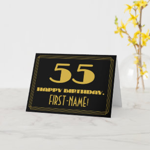 Tarjeta Cumpleaños 55: Nombre + Estilo Inspirado en Art Dé