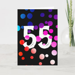 Tarjeta Cumpleaños 55 Rainbow Dots en Negro