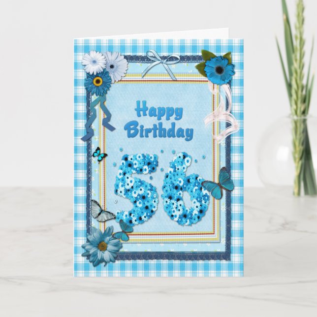 Tarjeta Cumpleaños 56 con un efecto scrapbook (Anverso)