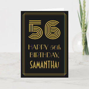 Tarjeta Cumpleaños 56: Look Inspirado en Art Deco "56" y N