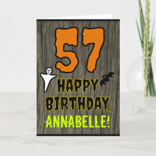 Tarjeta Cumpleaños 57: Tema de Halloween, nombre personali