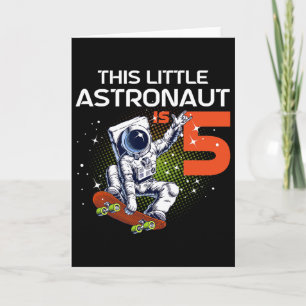 Tarjeta Cumpleaños 5 Astronauta Patinaje 5 Años Sp