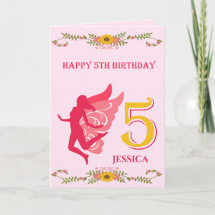 Tarjeta Cumpleaños 5 de Hada Rosa