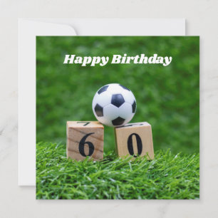 Tarjeta Cumpleaños 60 de fútbol con bola y número en verde