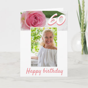 Tarjeta Cumpleaños 60 Rosa Rosa Flor Foto Floral