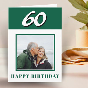 Tarjeta Cumpleaños 60 Verde Personalizado con Foto