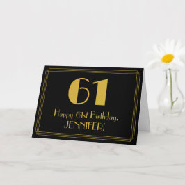 Tarjeta Cumpleaños 61: Look inspirado en Art Deco "61" + N