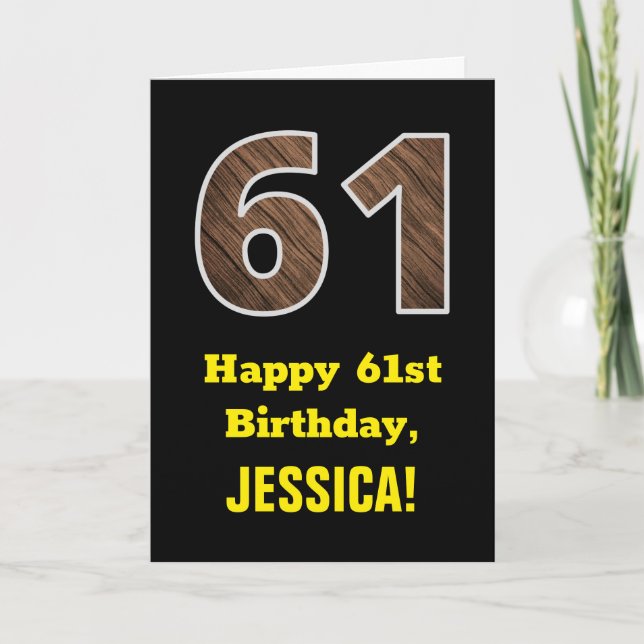 Tarjeta Cumpleaños 61: Nombre, Patrón de "61" con textura  (Anverso)