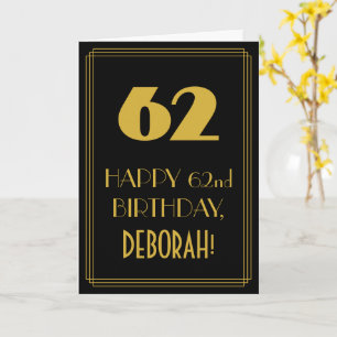 Tarjeta Cumpleaños 62 - Estilo Art Déco inspirado en "62" 