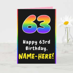 Tarjeta Cumpleaños 63: Arcoíris Colorido # 63, Nombre Pers