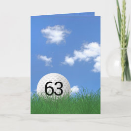 Tarjeta Cumpleaños 63, pelota de golf en hierba