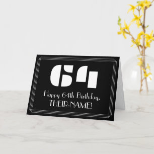 Tarjeta Cumpleaños 64: Look inspirado en Art Deco "64" y n